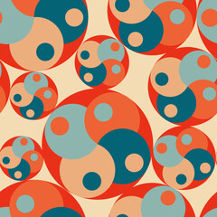 Vintage geometric pattern with circles in the style of the 70s and 60s. Vector illustration