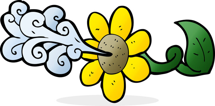 cartoon flower squirting water