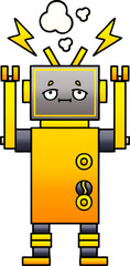 gradient shaded cartoon of a malfunctioning robot