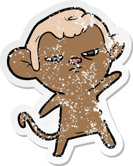 distressed sticker of a cartoon monkey