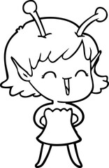 cartoon alien girl laughing