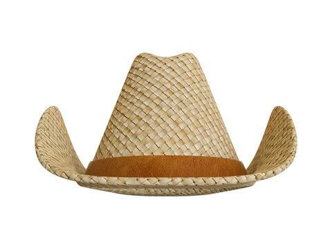 Straw cowboy hat light color isolated on isolated background. 3d rendering illustration.