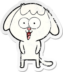 distressed sticker of a cute cartoon dog