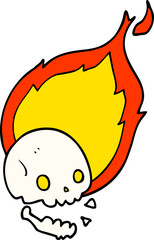 spooky cartoon flaming skull