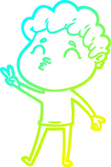 cold gradient line drawing of a cartoon man pouting