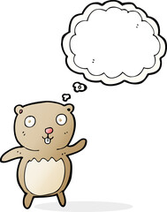 cartoon teddy bear with thought bubble