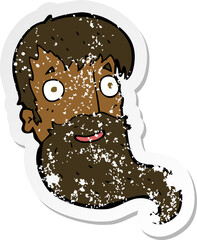 retro distressed sticker of a cartoon bearded man