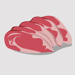 illustration of a meat slices of beef steak raw medium rare