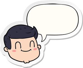 cartoon male face with speech bubble sticker