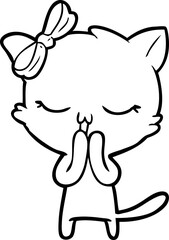 cartoon cat with bow on head
