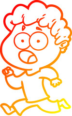 warm gradient line drawing of a cartoon man gasping in surprise