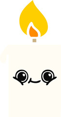 flat color retro cartoon of a lit candle