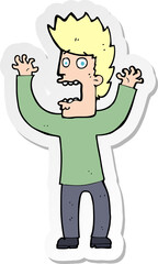 sticker of a cartoon terrified man
