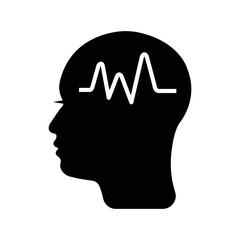 Activity patient brain waves icon | Black Vector illustration |