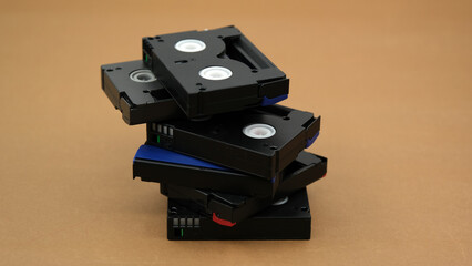 Mini dv tapes on the white background