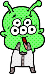 happy cartoon alien gasping in surprise