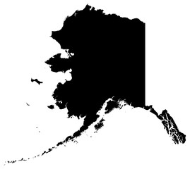 Black PNG of the state of Alaska with a transparent background.