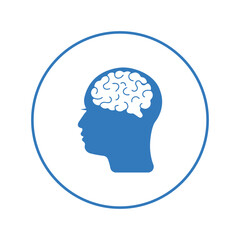 Obraz premium Human head thinking brain icon | Circle version icon |