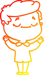 warm gradient line drawing of a cartoon peaceful man