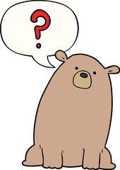 cartoon curious bear with speech bubble