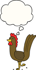 cartoon rooster with thought bubble