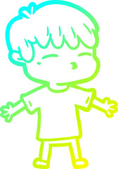 Obraz premium cold gradient line drawing of a cartoon curious boy