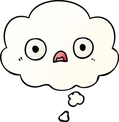 cute cartoon face with thought bubble in smooth gradient style