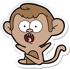 sticker of a cartoon shocked monkey