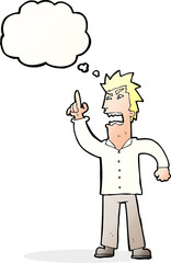 cartoon angry man making point with thought bubble