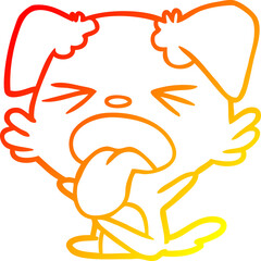 warm gradient line drawing of a cartoon dog throwing tantrum