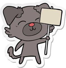sticker of a cartoon dog with protest sign