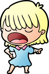 cartoon woman talking loudly