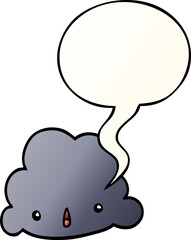 cartoon cloud with speech bubble in smooth gradient style