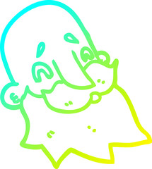 cold gradient line drawing of a cartoon bearded man