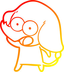 Fototapeta premium warm gradient line drawing of a cute cartoon elephant