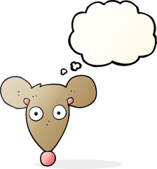 freehand drawn thought bubble cartoon mouse