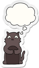 cartoon cat with thought bubble as a printed sticker