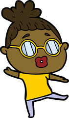 cartoon woman dancing wearing spectacles