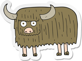 sticker of a cartoon hairy cow