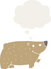 cartoon bear with thought bubble in retro style
