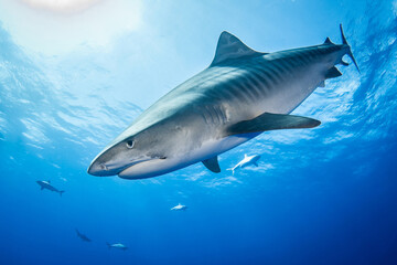 Tiger shark in blue