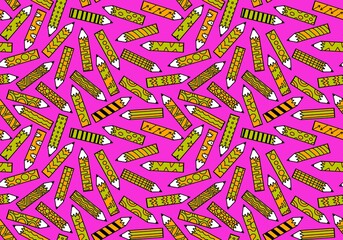 Cartoon school ornaments pencil seamless study pattern for kids clothes print and wrapping paper and fabrics