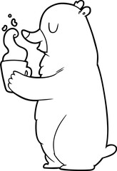 cartoon bear with hot drink