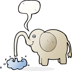cartoon elephant squirting water with speech bubble