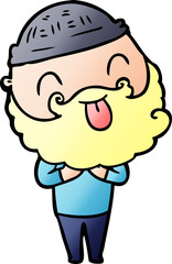 man with beard sticking out tongue