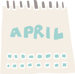 cartoon doodle calendar showing month of april