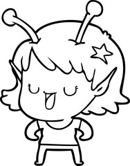 happy alien girl cartoon