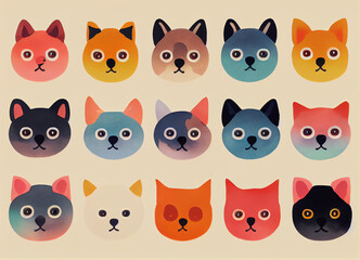 Obraz premium Pattern of little funny animals. Watercolour.