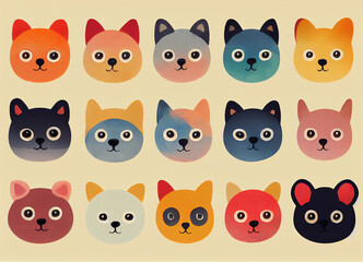 Obraz premium Pattern of little funny animals. Watercolour.
