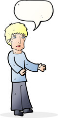 cartoon man explaining with speech bubble
